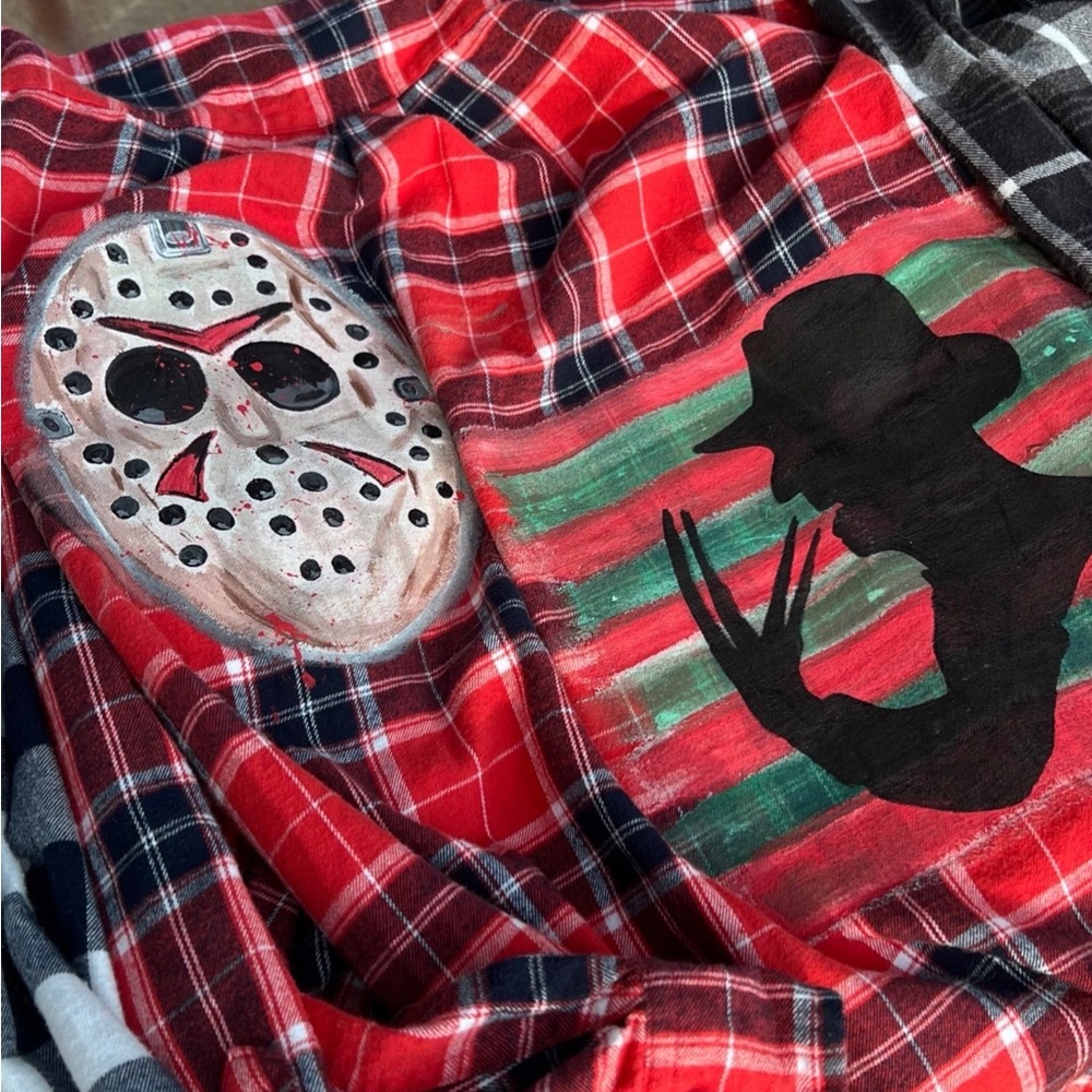 Freddy vs Jason Hand-painted Vintae Flannel